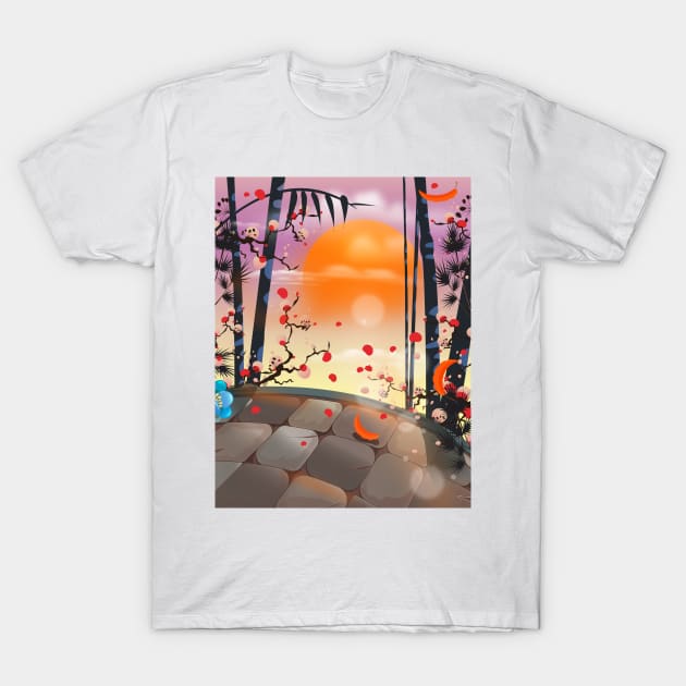 Japanese Blossom Garden. T-Shirt by nickemporium1